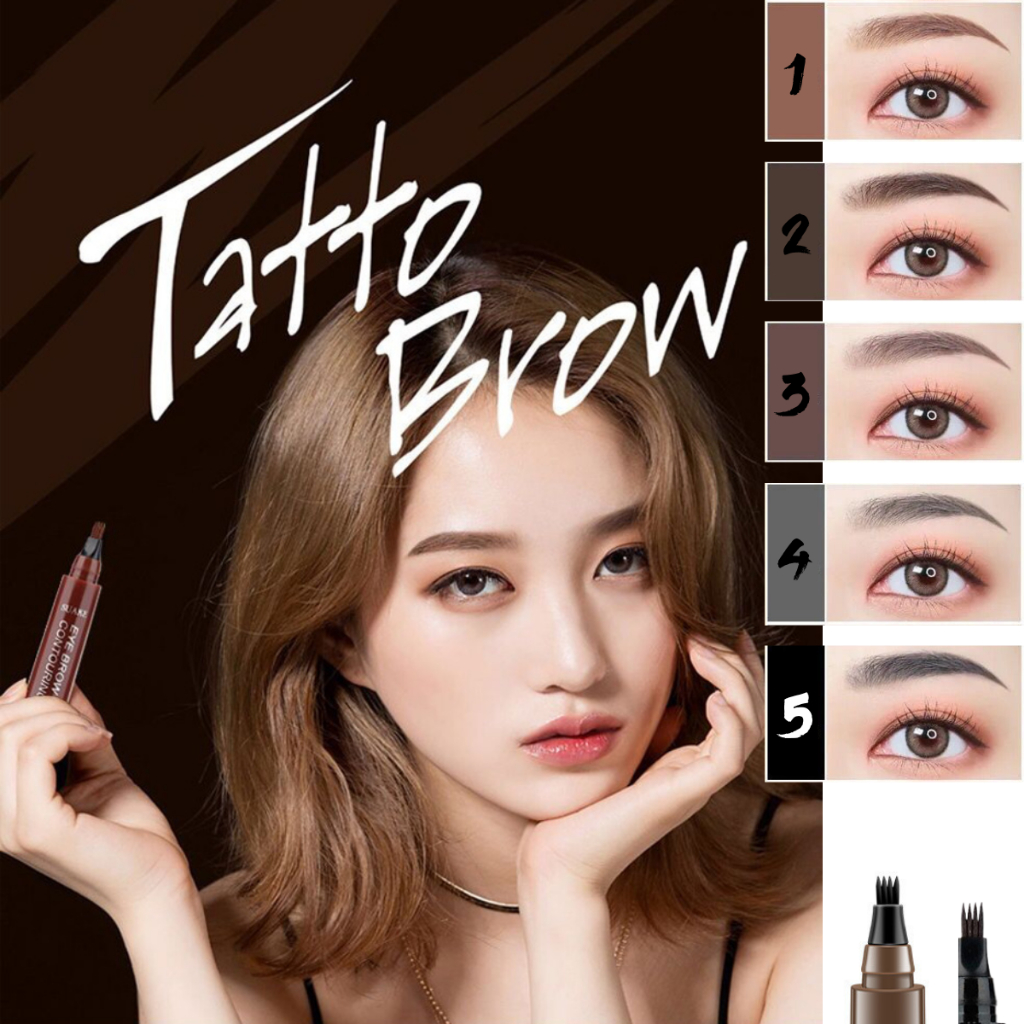เขียนคิ้ว 3D 4 แฉก กันน้ำ 5 เฉดสี Eyebrow Contouring