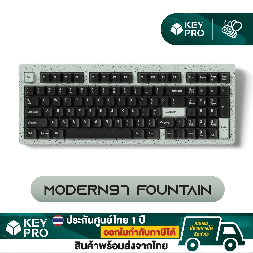 คีย์บอร์ด MelGeek Modern97 Ocean Fountain Wireless 2.4ghz Bluetooth Hotswap RGB Mechanical Keyboard Modern 97