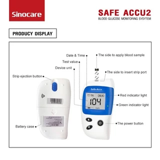 [รุ่น2] โปร8•8🎁 ชุดตรวจน้ำตาลในเลือด Sinocare รุ่น Safe Accu2 แผ่นตรวจน้ำตาลในเลือด 50 ชิ้น + เข็มเจาะเลือด 50 ชิ้น