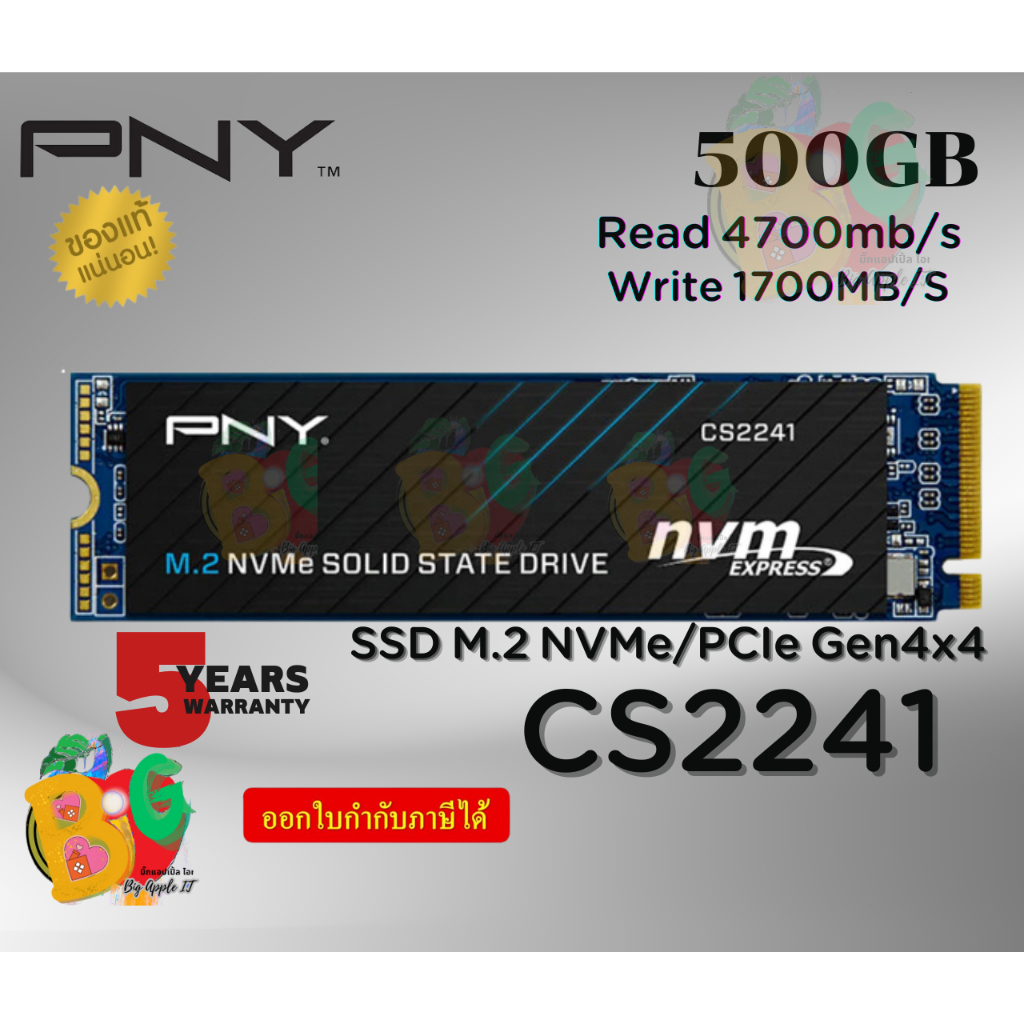 (500GB) SSD (เอสเอสดี) PNY (CS2241) M.2 2280 NVMe Gen 4x4 Solid State Drive (4700/1700MB/s) - 5Y