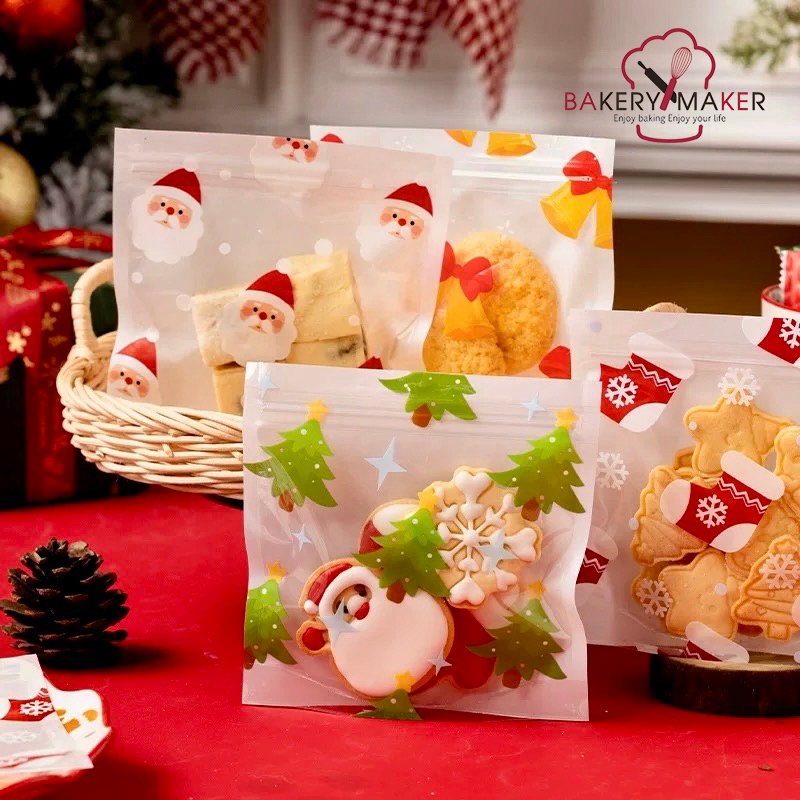 ถุงซิป X'mas คละ 4 ลาย (10 ใบ) / Christmas ถุงคุกกี้คริสต์มาส