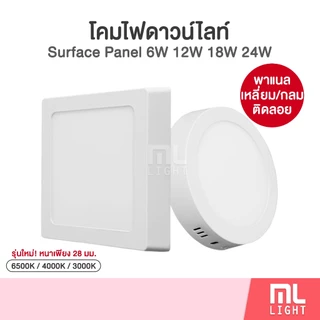 โคมไฟ ดาวน์ไลท์ 6W 12W 18W 24W ดาวไลท์ ติดลอย Downlight หน้ากลม / หน้าเหลี่ยม Panel LED แสงขาว / คลูไวท์ / วอร์มไวท์