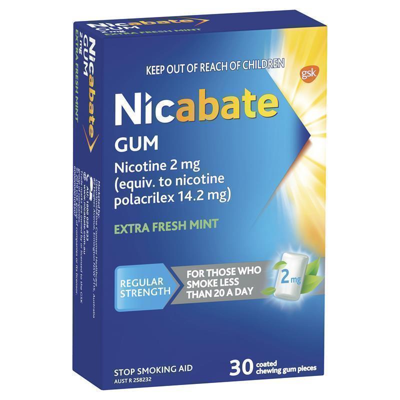 พร้อมส่งทันที*หมากฝรั่งรสมินท์นิคาเบ็ต 30เม็ด Fast Relief for sudden craving Mint NicabateMint