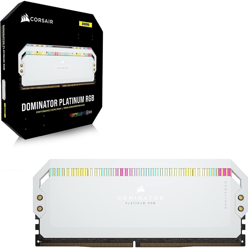32GB (16GBx2) DDR5 6200MHz RAM (แรมพีซี) CORSAIR DOMINATOR PLATINUM RGB WHITE CMT32GX5M2X6200C36W