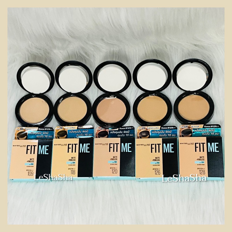 🔥ส่งทันทีได้‼️แท้ 100%🔥ล็อตใหม่ ๆ แป้งพัฟเมย์เบลลีน กันแดด SPF 32 PA+++ฟิต มี แมท+พอร์เลส Maybelline FIT ME POWDER