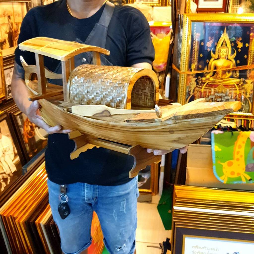 เรือสำเภา เอี้ยมจุ้น ไม้สักทอง เรือโบราณ ตั้งโต๊ะ นิยม ตั้งไว้ ร้านค้า ร้านอาหาร ค้าขายดี เสริมฮวงจุ้ย เรือ ของขวัญ
