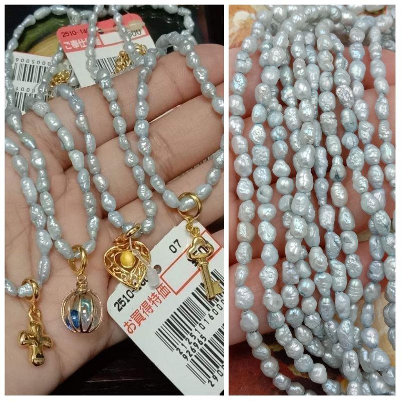 New japan สร้อยคอมุกแท้ ไข่มุกแท้ ไข่มุกน้ำจืดธรรมชาติ มุกญี่ปุ่น 4-5mm. DIY ยาว 36-41cm.