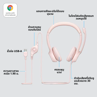 HEADSET (หูฟัง) LOGITECH H390 USB HEADSET (มี 3 สี) ประกัน 2 ปี *ของแท้ ประกันศูนย์*