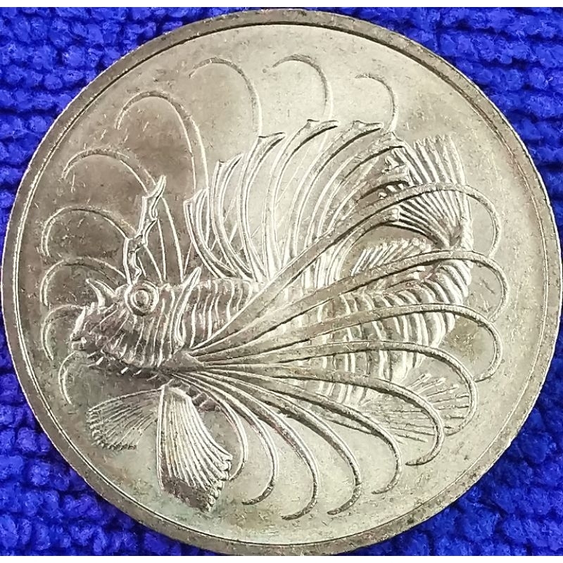 เหรียญ​สิงคโปร์​ Singapore, 50 Cent, รุ่นเก่าปลา,#3712L
