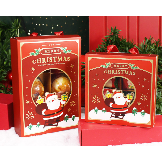 กล่องคริสต์มาส Chritmas ปีใหม่ กล่องของขวัญ 4ช่อง 6 ช่อง หูหิ้ว ซานต้า(CT32）