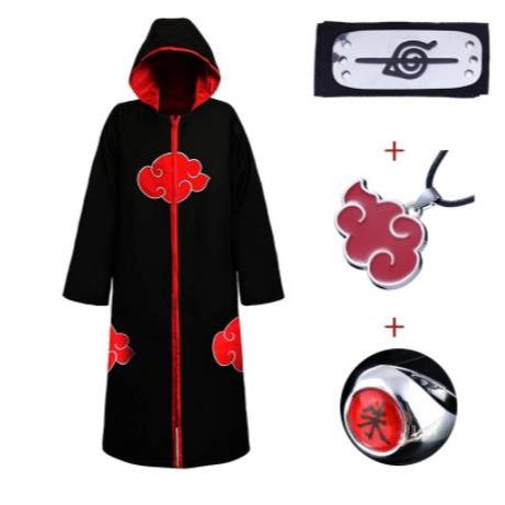 นารูโตะเครื่องแต่งกาย Akatsuki Cloak คอสเพลย์เสื้อคลุมหมวกฮาโลวีน