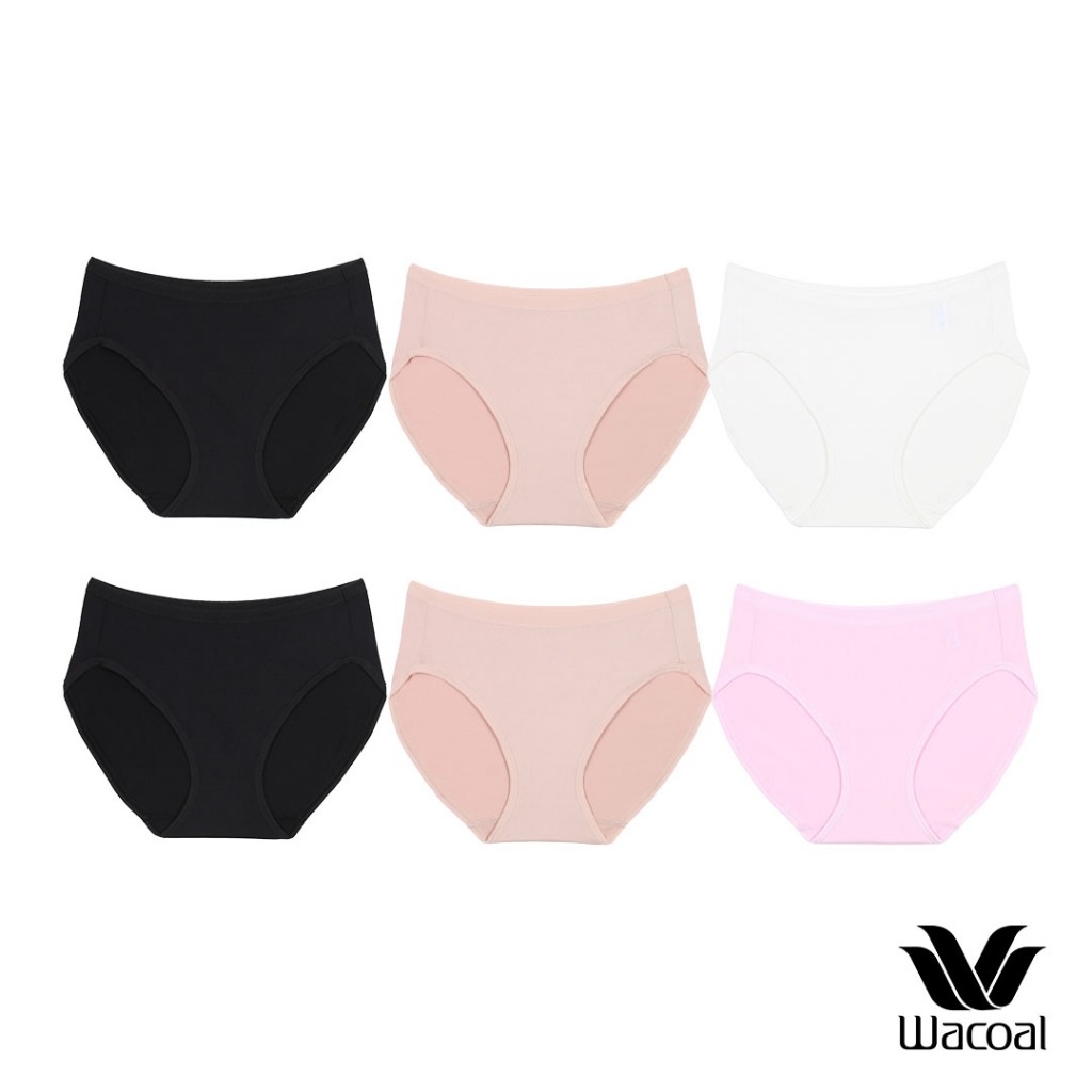 Wacoal Bikini Panty set 6 ชิ้น กางเกงในใส่สบายวาโก้ รูปแบบบิกินี่ รุ่น WU1C34/WU1T34 คละสี (CP-CR)