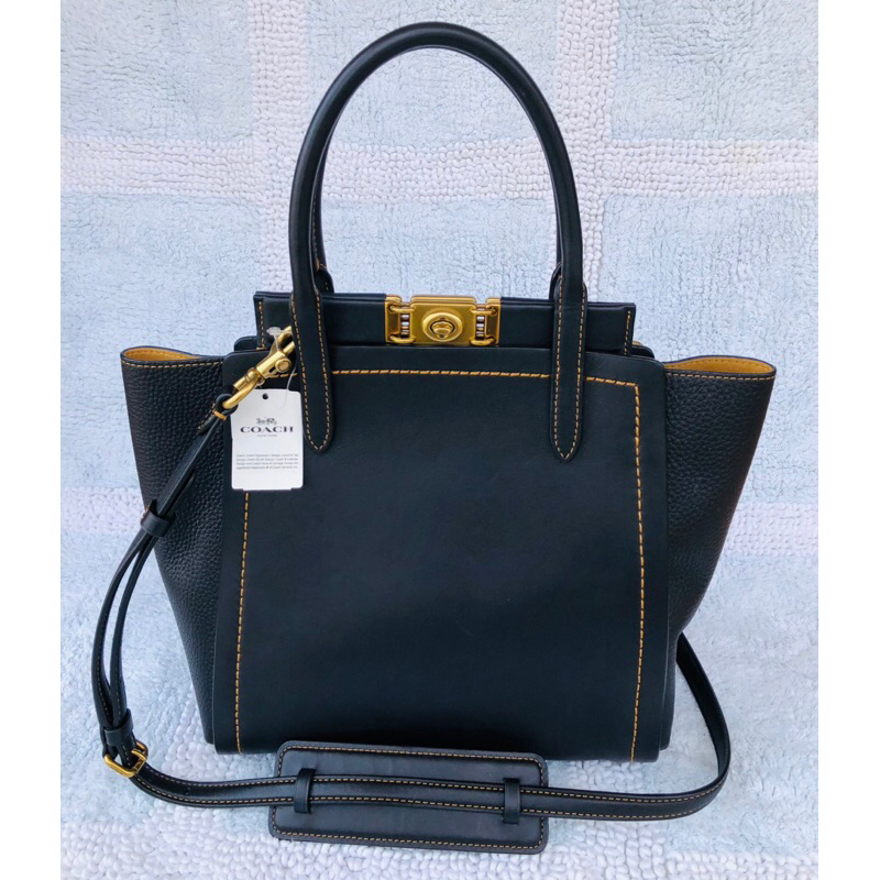 กระเป๋าสะพายข้าง Coach Black Leather Troupe Tote Large full size bag มือสอง ‼️แท้ 100% จาก Shop Coach USA สภาพดีมาก