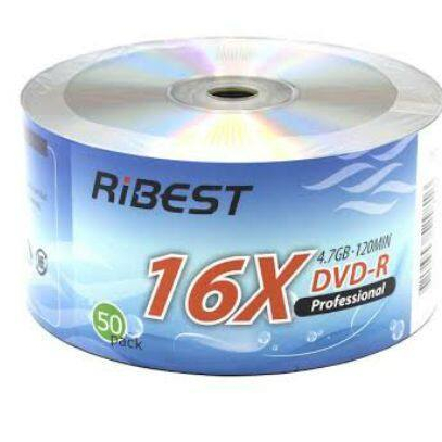 แผ่นดีวีดีบันทึกข้อมูล​ DVD-R Ribest 4.7GB 16X บรรจุ​ 50​ แผ่น