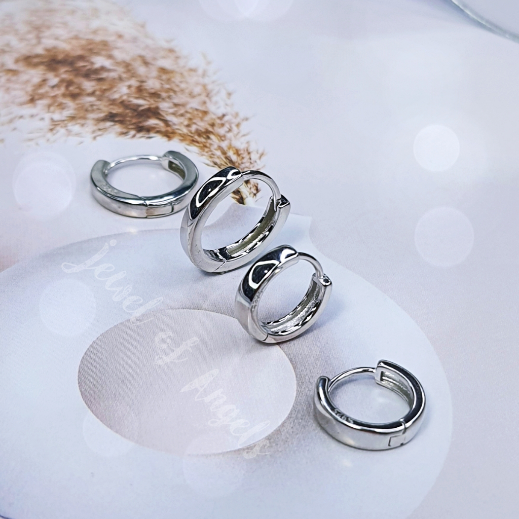 ต่างหูเงินแท้ S925 รุ่น Cozy ต่างหูห่วงเรียบเงินแท้ทั้งชิ้น ขอบเหลี่ยม Silver925 ต่างหูผู้ชาย