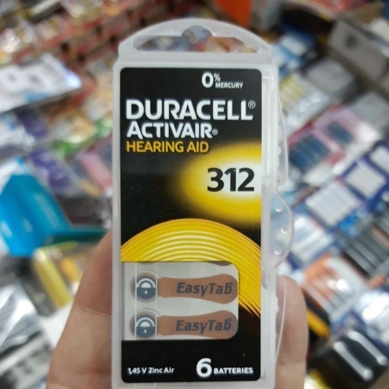ถ่านเครื่องช่วยฟัง Duracell Activair Hearing Aid 312, A312, ZA312, PR41 1.45V แพค6ก้อน ของแท้ Made in Germany