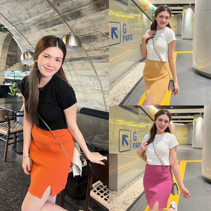SpinnyHouse กระโปรงทรงเอ ผ้าไหมพรม หนานุ่ม ผ้าทอไหมพรมอย่างดี รุ่น ยาหยี B-048-2-AA