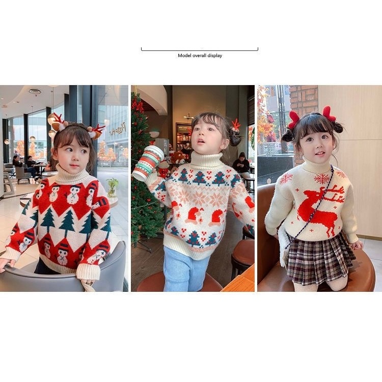 พร้อมส่ง เสื้อสเวตเตอร์คอเต่าลายต้นคริสมาสต์ ตุ๊กตาหิมะ มี2สีค่ะ สีแดงกับสีขาว น่ารัก ผ้าหนา ใส่อุ่นๆค่ะ (SWTS KM)