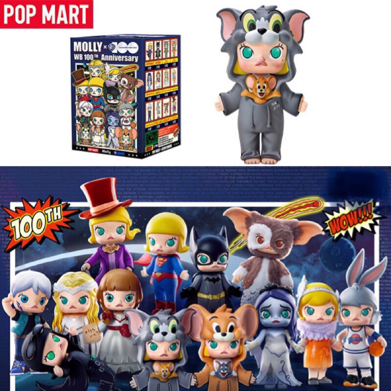 Pop MART Molly Warner Bros. กล่องสุ่ม ฟิกเกอร์ Tom and Jerry Batman ครบรอบ 100 ปี [ของแท้100%]