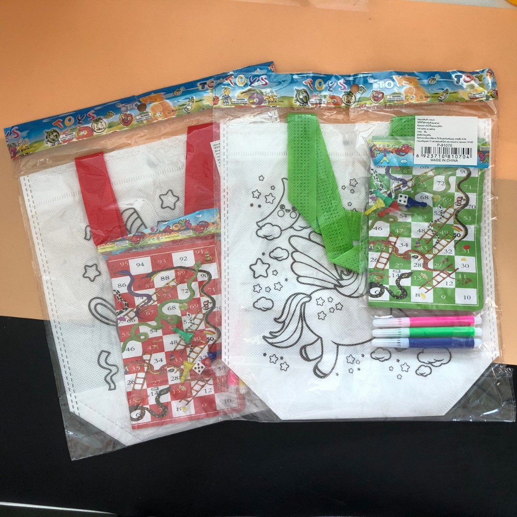 (ยกโหล 12 ชิ้น) No.229  ถุงผ้าระบายสี กระเป๋าผ้าระบายสี DIY ECO bag แฮนด์เมด กิจกรรมสำหรับเด็ก