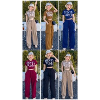 เซตเสื้อครอปเจนกางเกงคาโก้สาวอวบใส่ได้