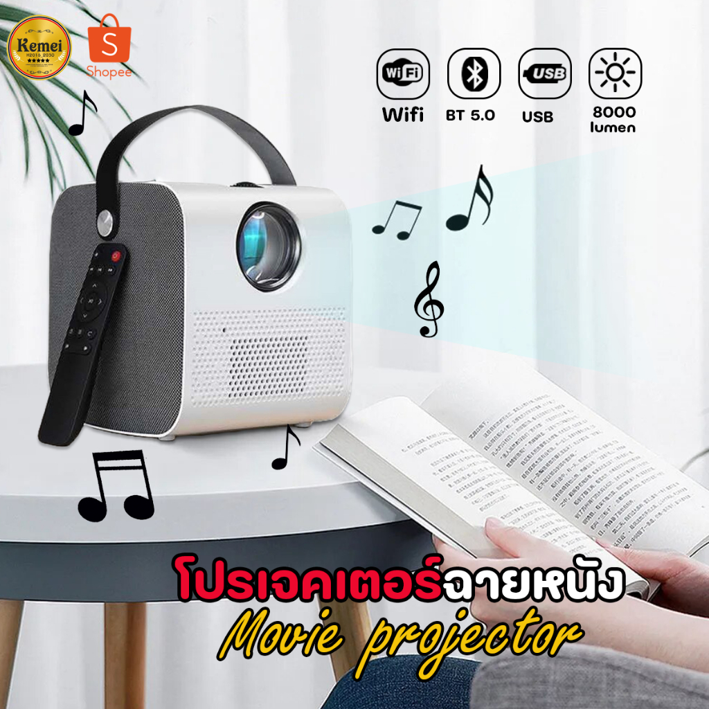 Q3 โปรเจคเตอร์ โปรเจคเตอร์โฮมซีเนม่า Android Full HD 4K Projector Bluetooth4.0