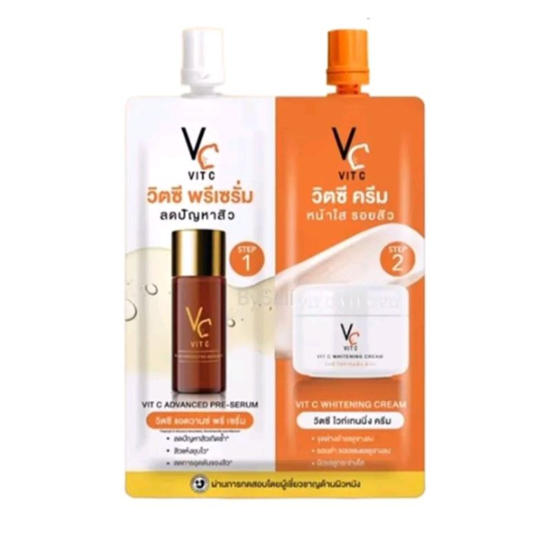 VC vit c น้องฉัตรซองคู่ เซรั่ม + ครีม 2in1 ราคา 1 ซอง