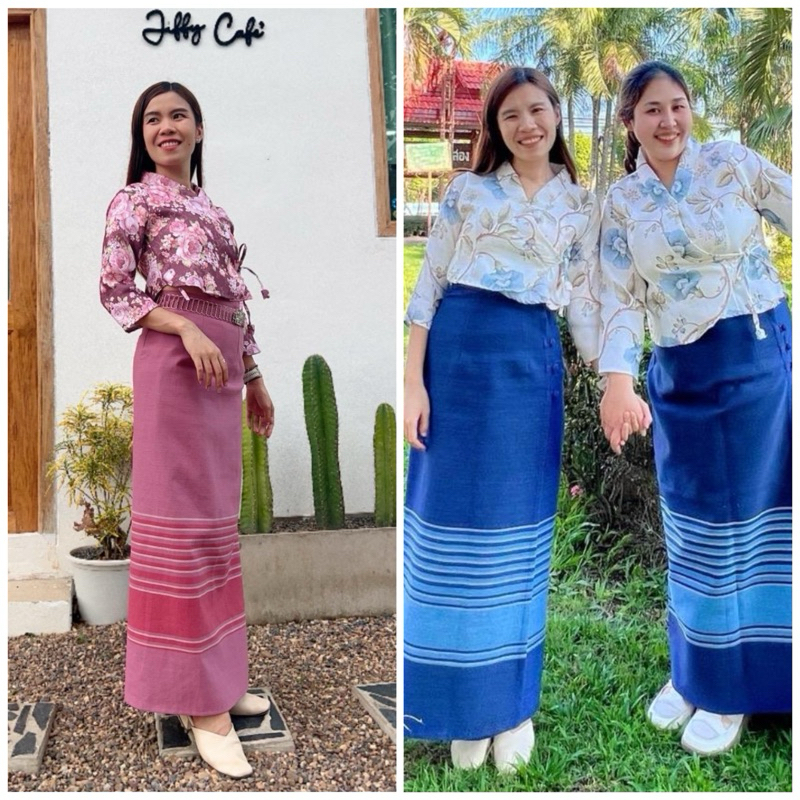 ผ้าถุงสำเร็จอัดกาว แบบป้ายติดตะขอกระดุม ผ้าฝ้ายแท้ทอมือ รุ่นขนมชั้นคอลเลคชั่น ราคา ถูกที่สุด ดีลบีเคเค