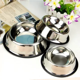yoyopet : Pet Stainless Bowl ชามอาหารสัตว์เลี้ยง ชามแสตนเลส แมว สุนัข มีหลายขนาด สินค้าพร้อมส่ง