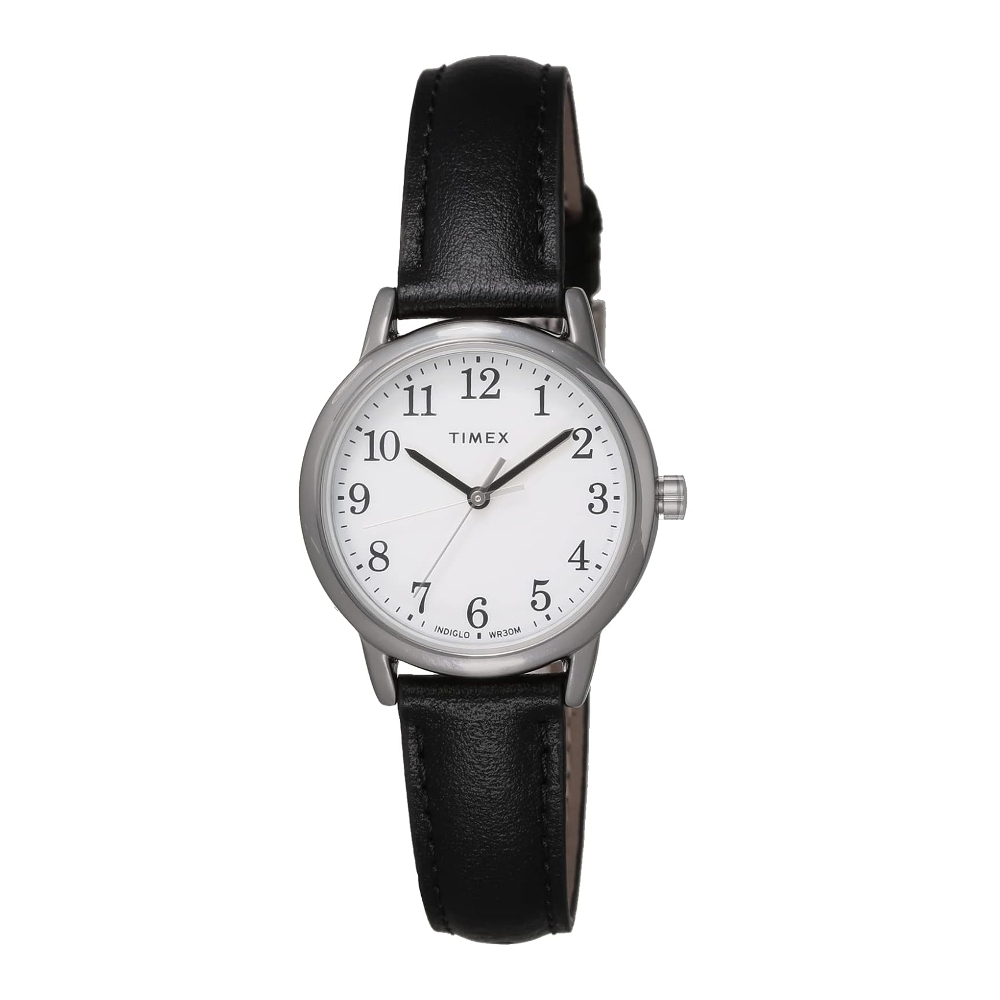 TIMEX TW2V69100 M EASY READER นาฬิกาข้อมือผู้หญิง สายหนัง สีดำ หน้าปัด 30 มม.