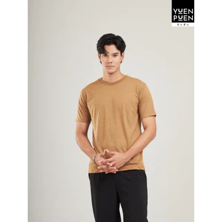 YuenPuen เสื้อยืดคอกลม สีกาแฟ ยืนพื้น ไม่ยืด ไม่ย้วย ไม่ต้องรีด เสื้อสีพื้น ผ้าCotton ผสม Polyester