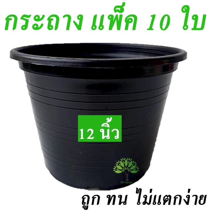 กระถางต้นไม้ ขนาด 12 นิ้ว 10 ใบ กระถางพลาสติก กระถางปลูกต้นไม้