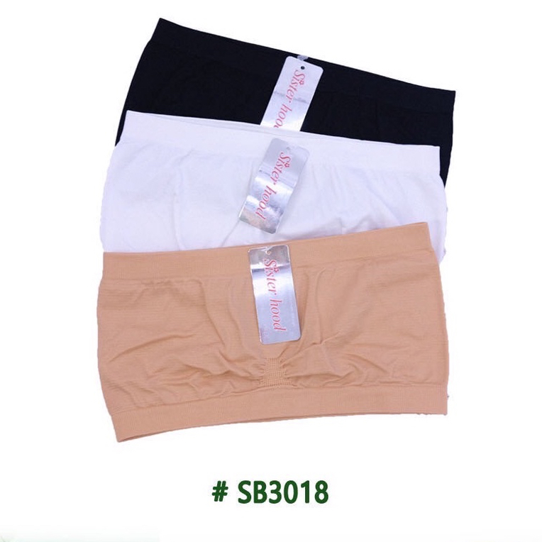 3018 เกาะอกผ้ายืด ตัวสั้น สีขาว ดำ เนื้อ ฟรีไซส์  #Sisterhood