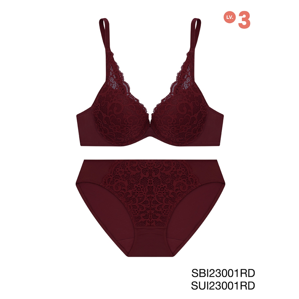 Sabina เซตชุดชั้นใน (มีโครง) รุ่น Modern V รหัส SBI23001RD+SUI23001RD สีแดงเข้ม
