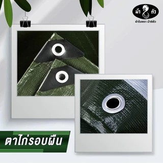 ม้า8ตัว ผ้าใบกันแดดกันฝน PE 4x4 แบบหนา 0.35 มิล ตาไก่ 50 cm กันน้ำ100% ปูบ่อ กันสาด คลุมรถ ฟลายชีท