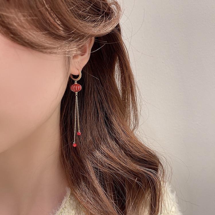 รหัส 33 ต่างหูโคมไฟจีนสีแดง