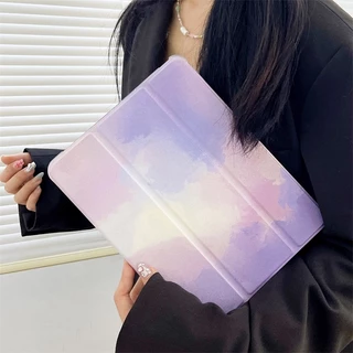 🔥ส่งจากไท🔥ภาพวาดสไตล์สีหมึก เคส for iPad air7 2025 gen 9 Gen 11 10 2022 เคสไอแพด Air4 5 10.9 11pro Case พร้อมถาดใส่ปากกา