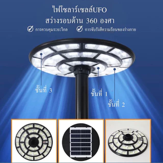 ของแท้💯% โคมไฟโซลาร์เซลล์ UFO 100000W และ 500000W สว่างยันเช้า โคมถนนโซลาร์เซลล์พร้อมรีโมท และอุปกรณ์ติดตั้ง U02