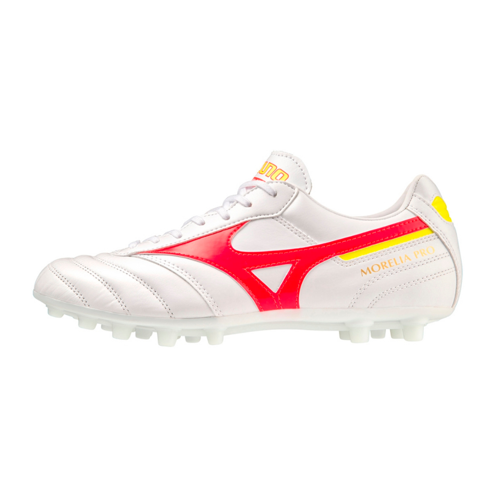 Mizuno รองเท้าฟุตบอล / สตั๊ด Morelia II Pro AG | White/Fiery Coral 2/Bolt 2 ( P1GA231464 )