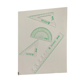 (12ชุด) ไม้เรขาคณิต ไม้ครึ่งวงกลม ไม้ฉาก วัดองศา