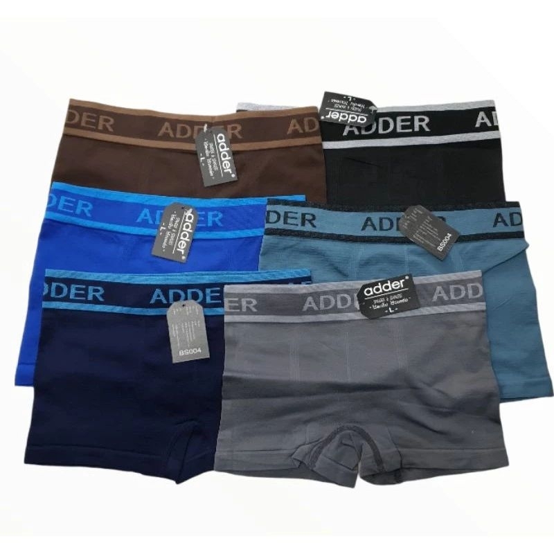 [แพ็ค 3 ตัว] กางเกงในชาย ขาสั้น ผ้าทอ ADDER ไร้ตะเข็บ ผ้านิ่มยืดหยุ่นใส่สบาย ไม่รัดต้นขา ไม่เสียดสีต้นขา ระบายอากาศได้ดี