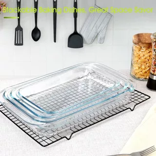 ถาดอบแก้ว ถาดอบอาหาร แก้ว ไมโครเวฟได้สามารถ เข้าเตาอบได้ Glass Baking Dishes 4pcs 1L 1.5L 2L 3.5L
