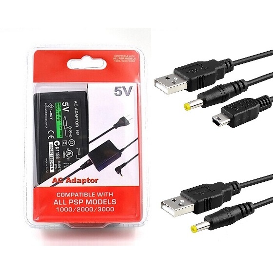 (3 แบบ) สายชาร์จ PSP แบต PSP + USB ที่ชาร์จPSP สายชาร์จเครื่อง​ AC Adapter Sony(สายชาร์จแบต PSP)(สายชาร์จเครื่อง PSP)