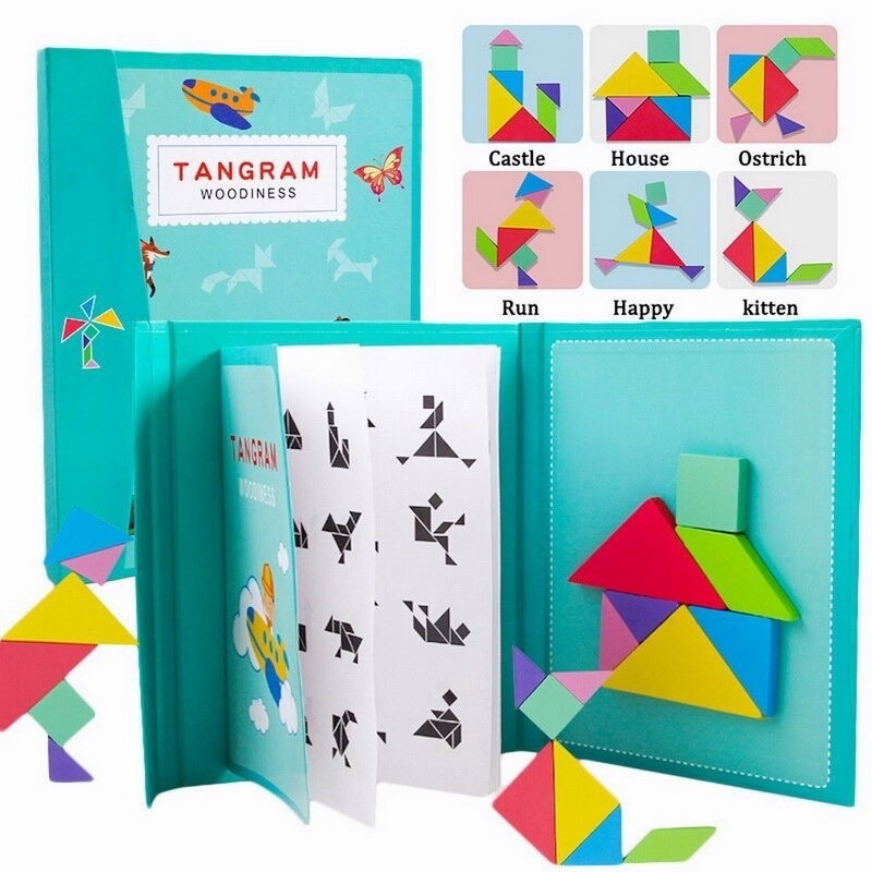 Kids Magnetic 3d Puzzle Travel Jigsaw Puzzle Tangram Montessori IQ Teaser Blocks Blocks เกมกระดานเกม