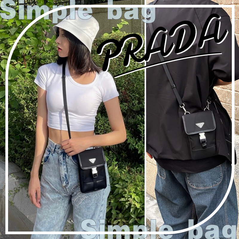 ปราด้า💥PRADA Smartphone Case Bag เคสสมาร์ทโฟนหนัง Shoulder bag
