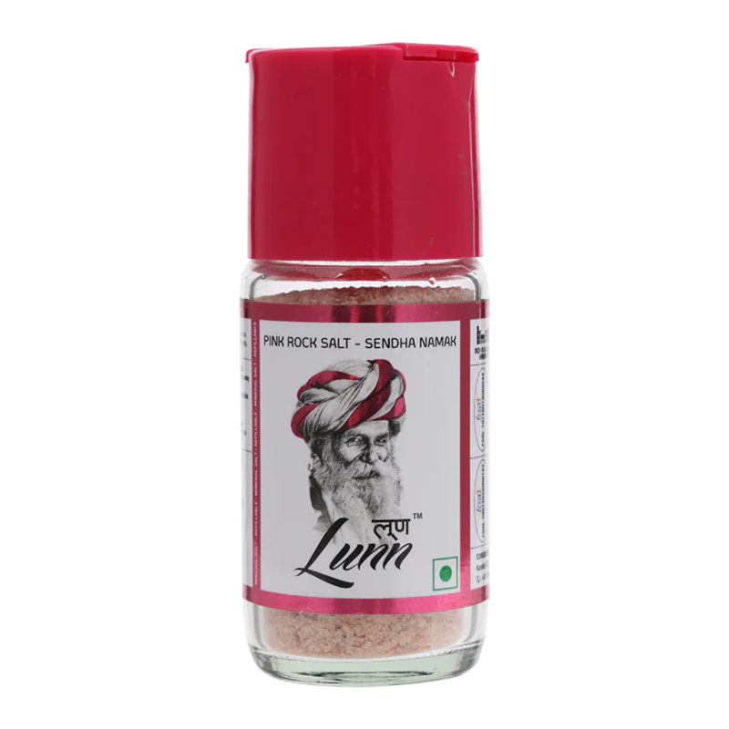 ลุนน์ เกลือชมพู เซนดาห์นามาค ชนิดละเอียด ขวดแก้ว 100 กรัม - Pink Rock Salt Fine Grain 100g Lunn brand