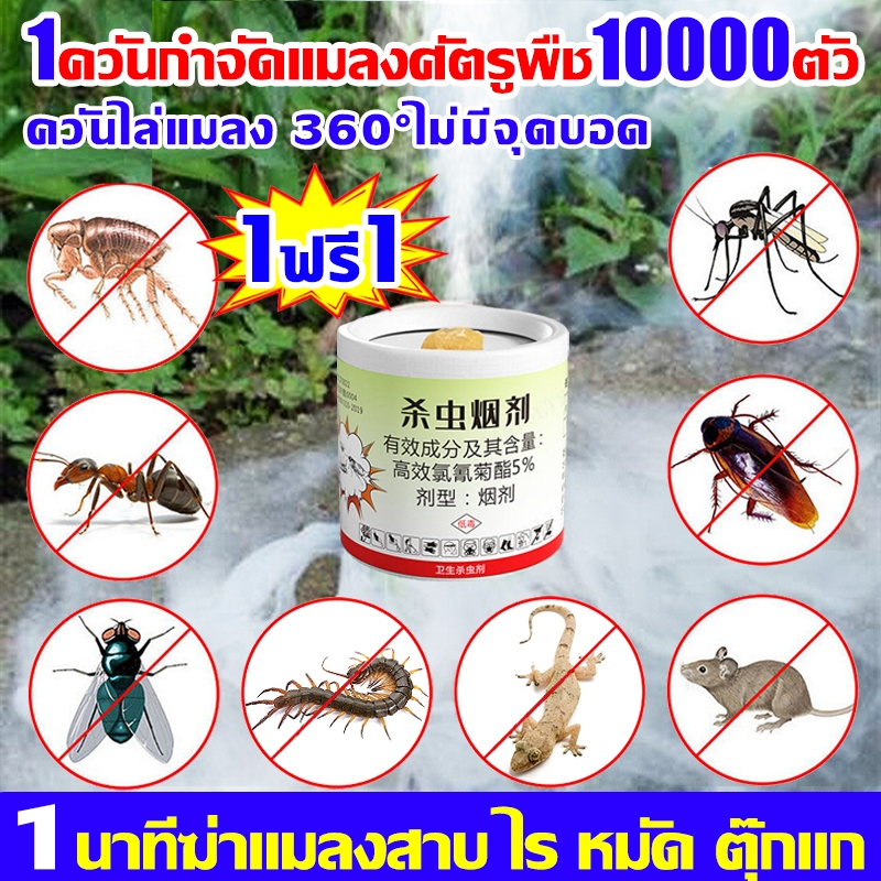 1วิฆ่าแมลงอย่างรวดเร็ว ยาฆ่าแมลง ควัน 1ฟรี1 กำจัดแมลงสาบ หมัด แมลงวัน ตัวเรือด ยุงและแมงมุม ยาฆ่าแมลงไร ฆ่าแมลงพิษได้99%