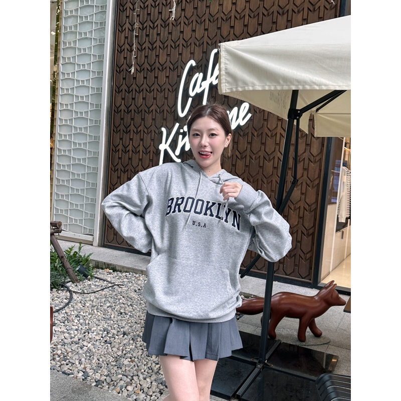 BROOKLYN HOODIES   สเวตเตอร์มีฮู้ด สีเทา /งานดีมากค่ะ unisex ใส่คู่กันได้นะคะ ราคา ถูกที่สุด ดีลบีเคเค แกลเลอรีภาพที่ 5