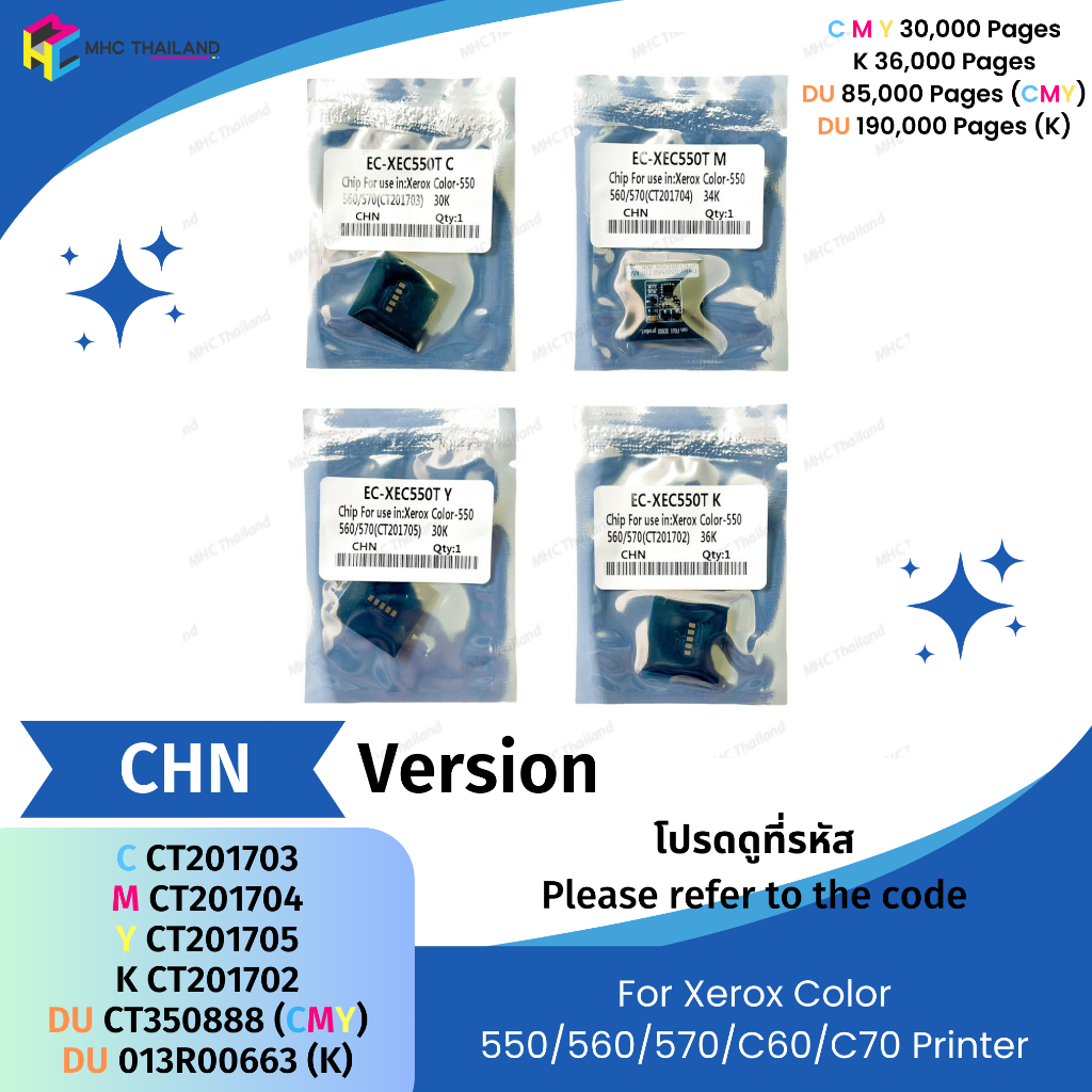 ชิปหมึก ชิปดรัม Chip for Xerox Color 550/560/570/C60/C70 Printer
