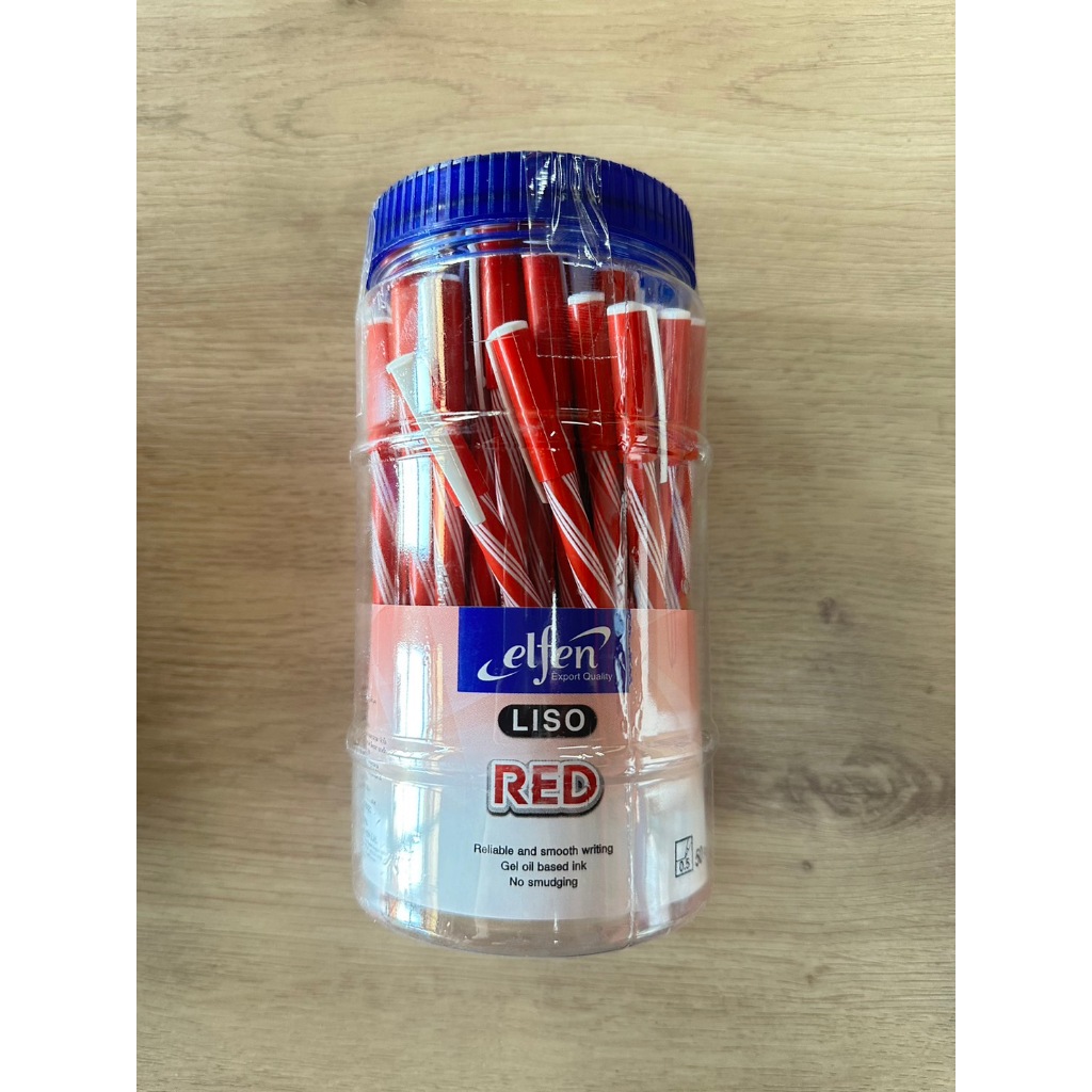 ปากกา elfen Liso Red หมึกสีแดง 0.5 มม. ( 1*50 ด้าม )